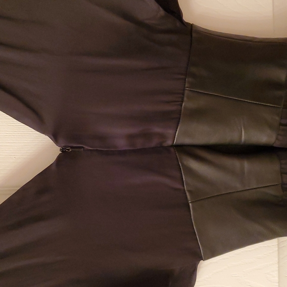 NEW BEBE Black Satin & Faux Leather Jumpsuit Size XXS - Picture 7 of 15